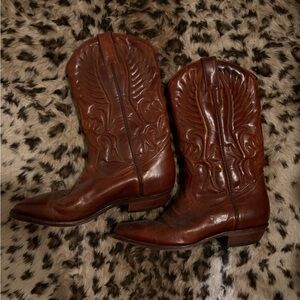 Boulet Tan Leather Cowboy Boots
